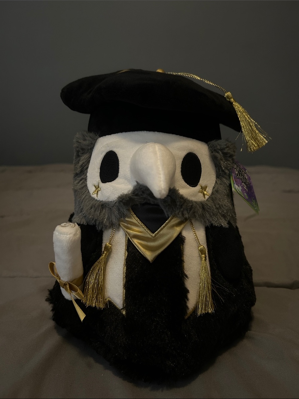 Black and Gold Graduation Owl Plush Décor - Academic Gift